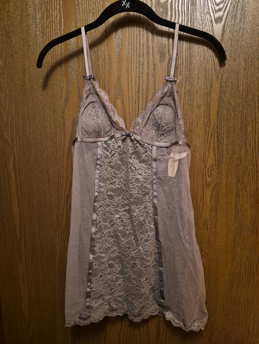 NWT Victoria's Secret Taupe Lace Mesh Chemise Slip - Adgustable Straps Size S